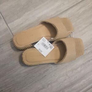 American Eagle Outfitters Natural Raffia Slide Mules